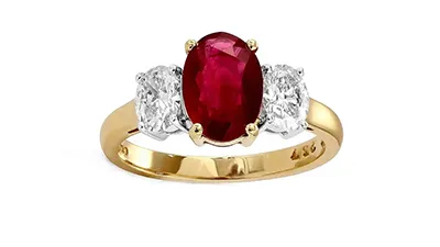 Ruby and Diamond Ring with 14K Band - Size 6