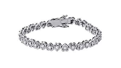 Diamond Heart Bracelet With Your Initials Inscribed