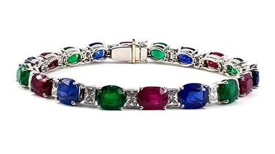 Sapphire, Ruby And Emerald Bracelet